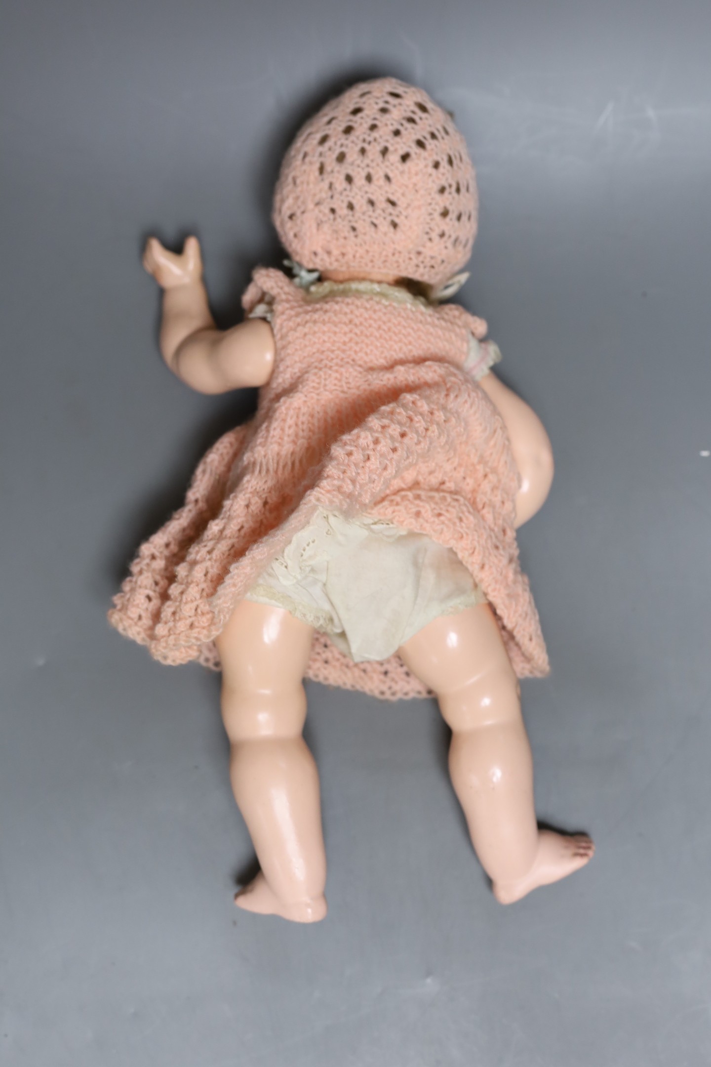 A Heubach Koppelsdorf open mouthed bisque headed doll, 34 cms high